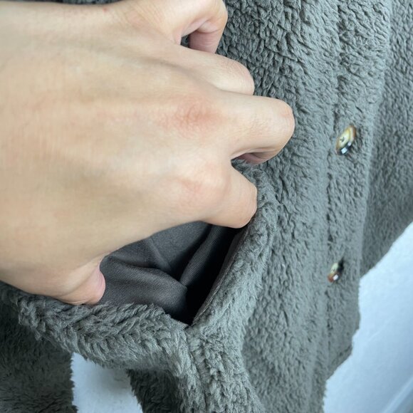 Koolaburra Ugg Jacket Womens Small Green Fleece Button Front Layer Shacket NWOT - Picture 8 of 11